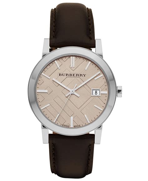 Burberry Watch, Men's Swiss Smooth Brown Leather Strap 